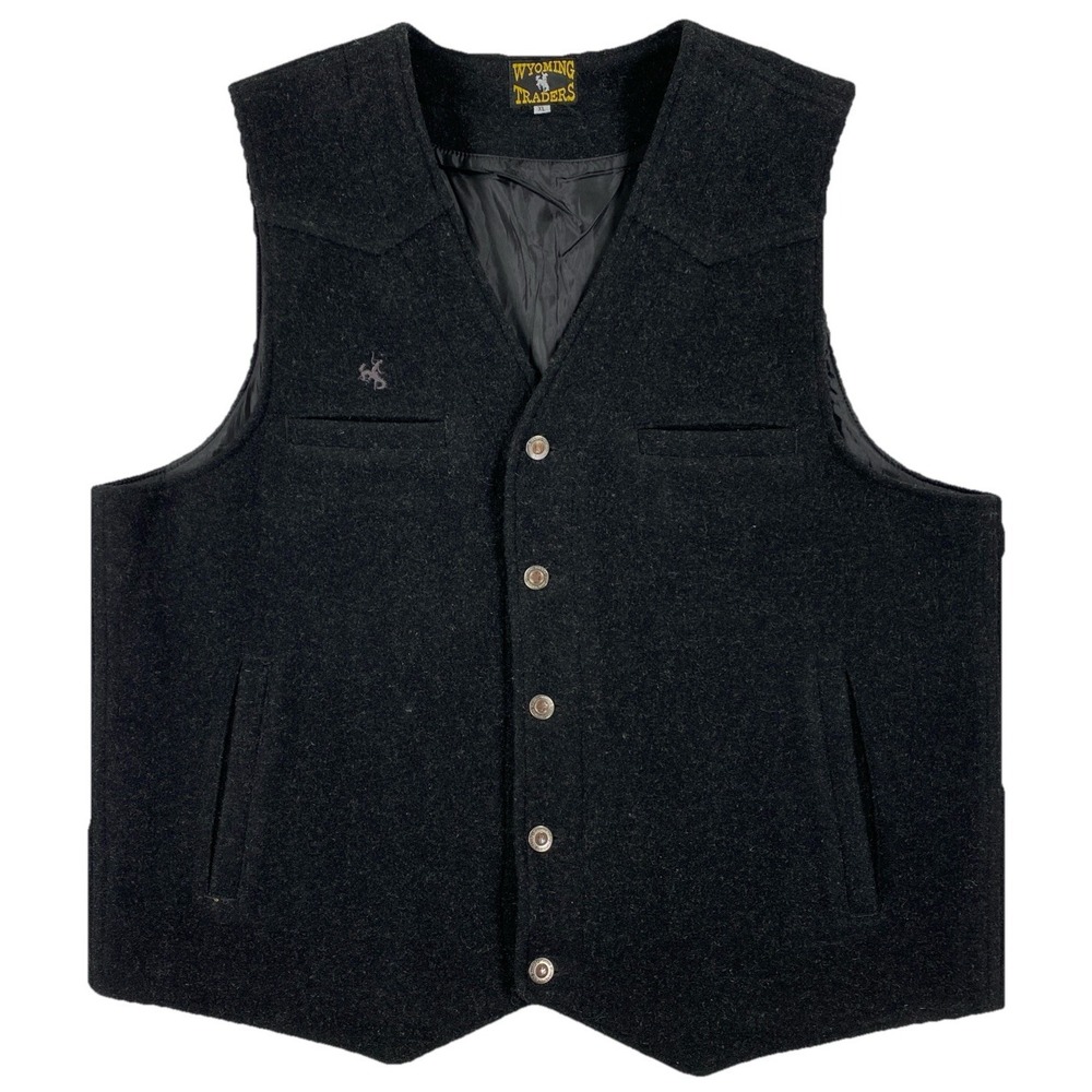 Wyoming Traders Wool Western Vest Men's XL Black Button Up